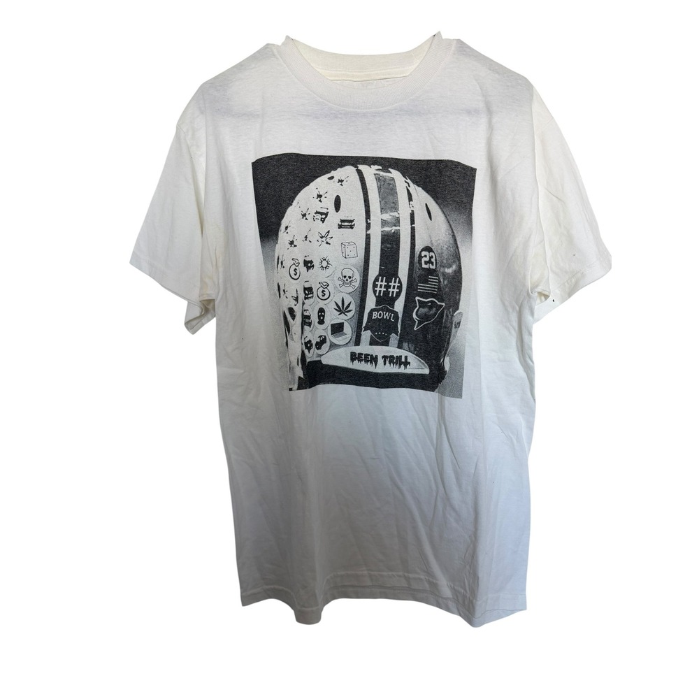 Been Trill Mens Football Helmet Graphic‎ T-Shirt White Short Sleeve Crewneck M